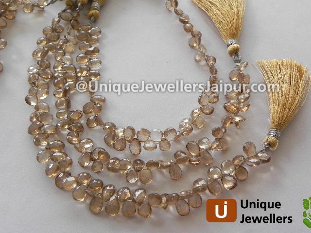 Coffee Quartz Faceted Pear Beads